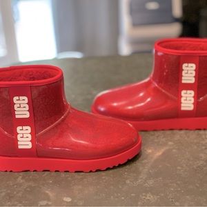 Ugg clear mini waterproof rain boots in red size 8 only worn a couple times.